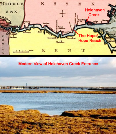 Holehaven Creek and The Hope on the Thames